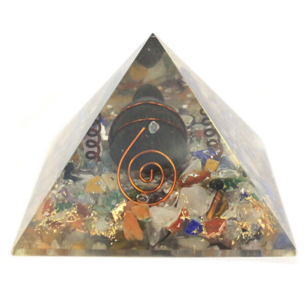 Org Orgonite Pirámide 60mm Gemchips, Cobre, Tortuga