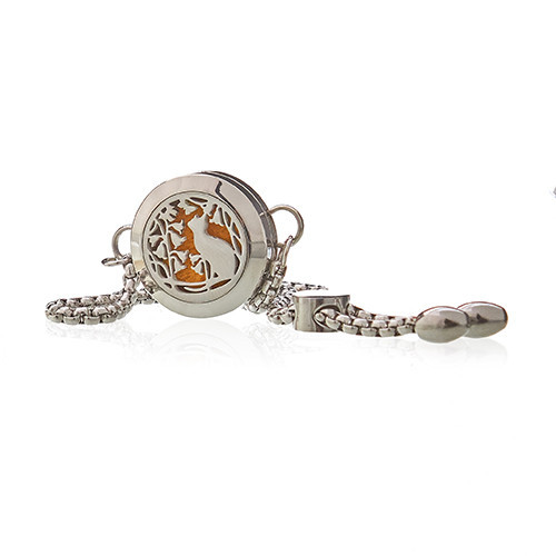 Second image of Pulsera de Cadena de Aromaterapia - Gato y Flores - 20mm