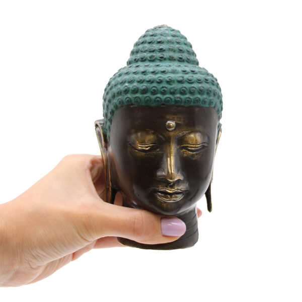 Second image of Large Antique Brass Buddha Head