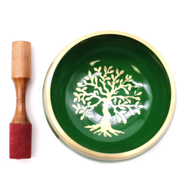 Second image of Juego de Cuenco Tibetano Lrg - Árbol de la vida - Verde 14cm