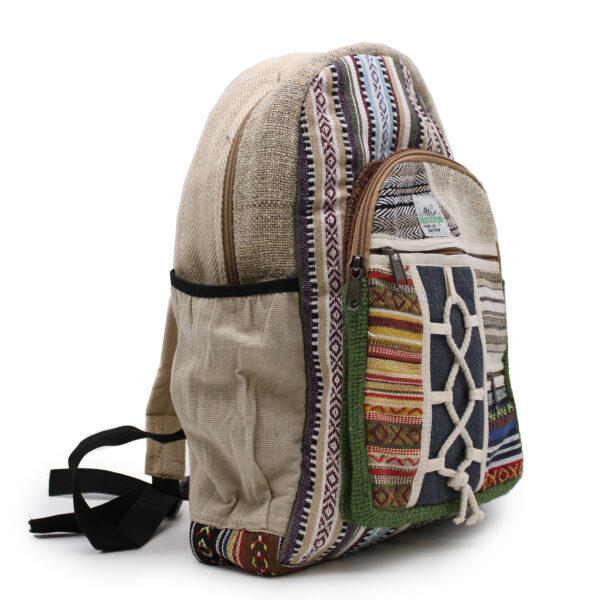 Second image of Mochila grande de cáñamo - Estilo cuerda y bolsillos