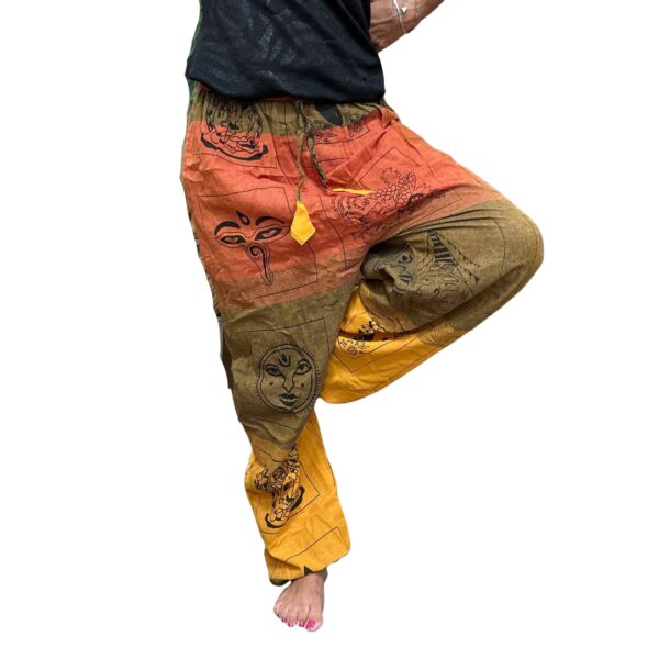 Second image of Pantalones de yoga y festivales - Estampado Himalayan High Cross en naranja