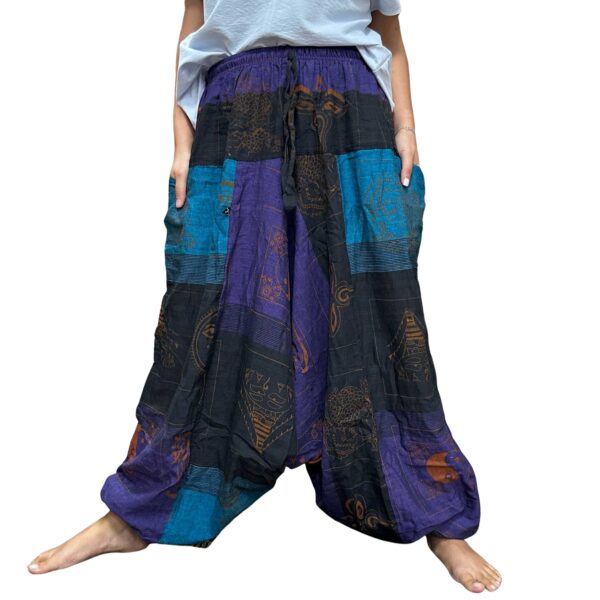 Second image of Pantalones de yoga y festivales - Aladdin Himalayan Print en morado