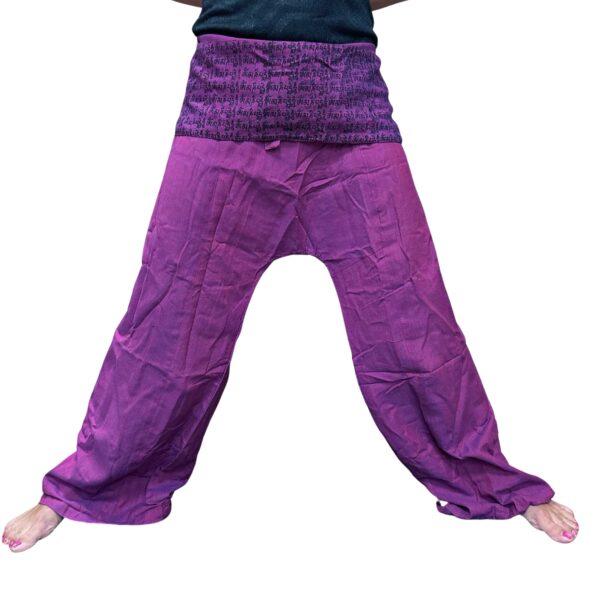 Second image of Pantalones de yoga y festivales - Mantra mandala del pescador tailandés en morado