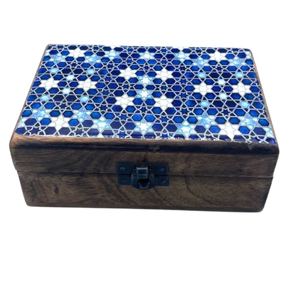 Caja Mediana de Cerámica Esmaltada - 15x10x6cm - Estrellas Azules