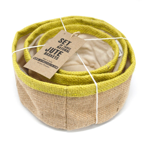 Second image of Conjunto de 3 cestas de yute natural - Oliva
