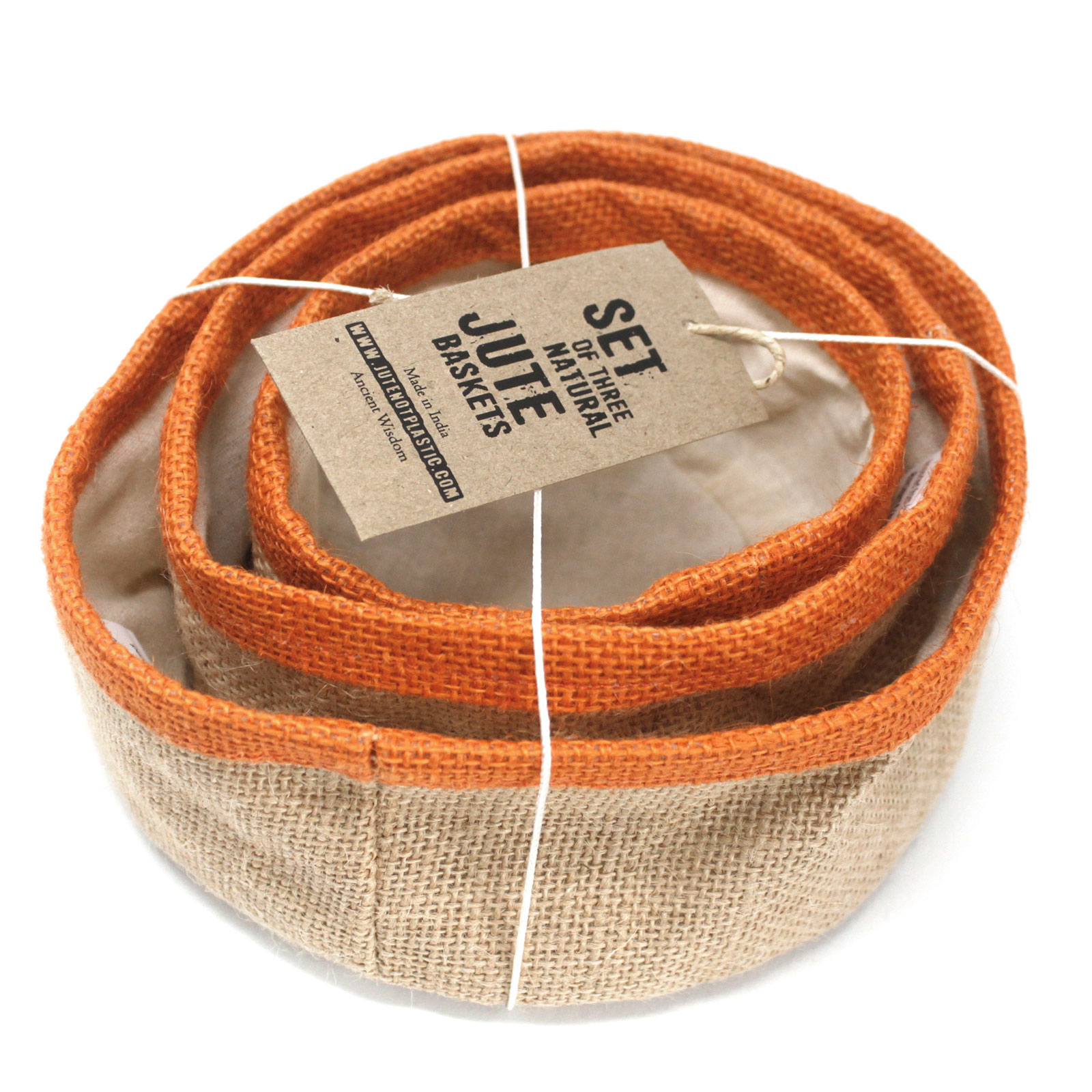 Second image of Conjunto de 3 cestas de yute natural - Cúrcuma