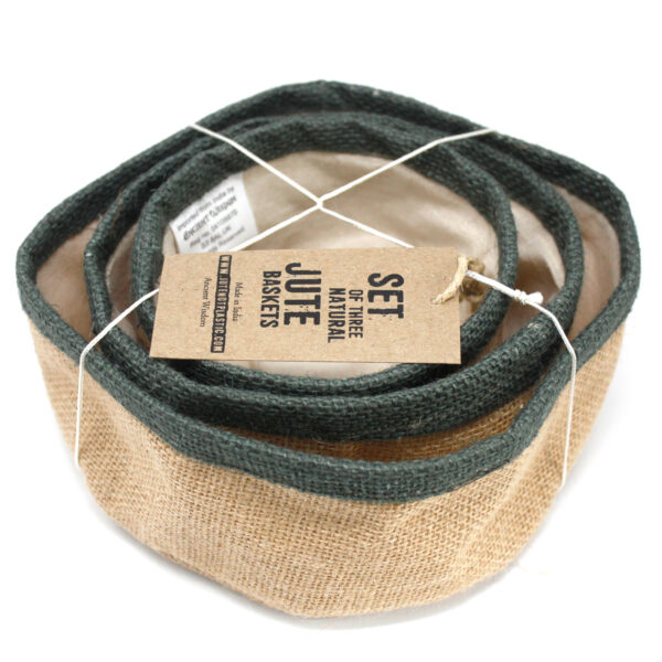 Second image of Conjunto de 3 cestas de yute natural - Carbón