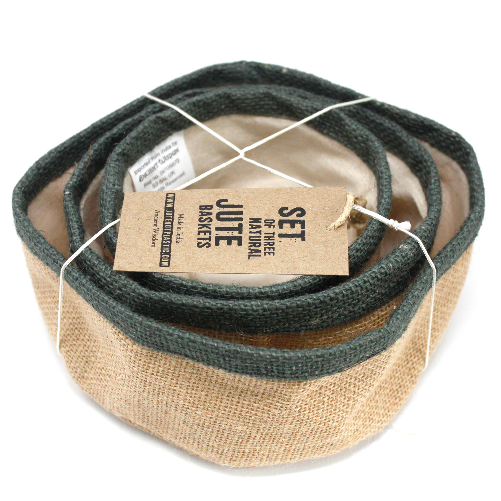 Second image of Conjunto de 3 cestas de yute natural - Carbón