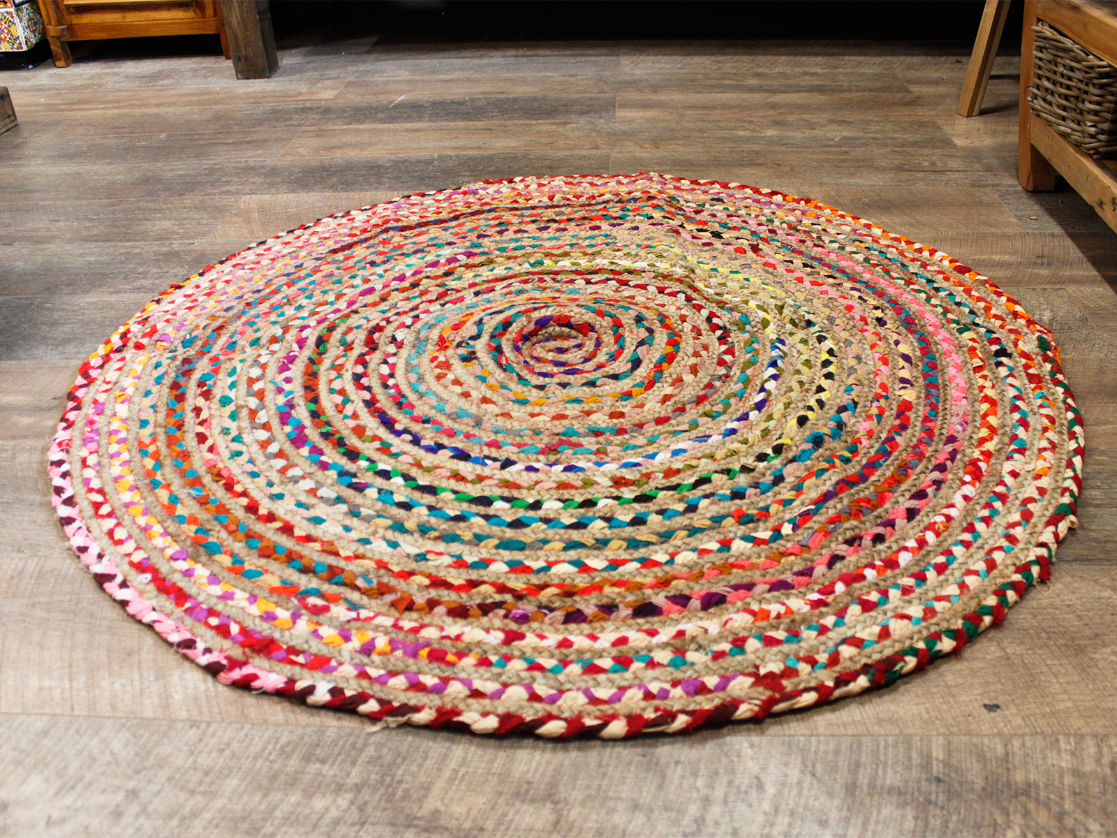Second image of Alfombra Redonda de Yute y Algodón Reciclado - 120 cm