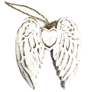 Doble alas de ángel y corazón hecho a mano - 15cm