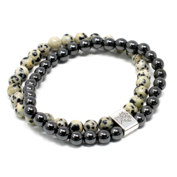 Second image of Pulsera de Piedras Preciosas Magnéticas - Jaspe Dálmata