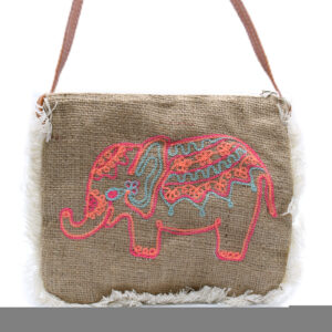 Bolso con flecos - Bordado Elefante