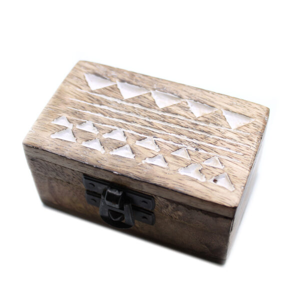 Second image of Caja de Madera Blanca - 3x1.5 Pastillero Diseño Azteca