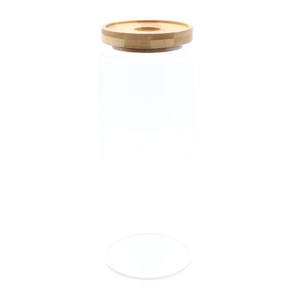 Second image of Bote de Cristal con Tapa de Bambú - 20cm