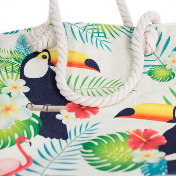 Second image of Bolso shopper con asa de cuerda - tropical tucán