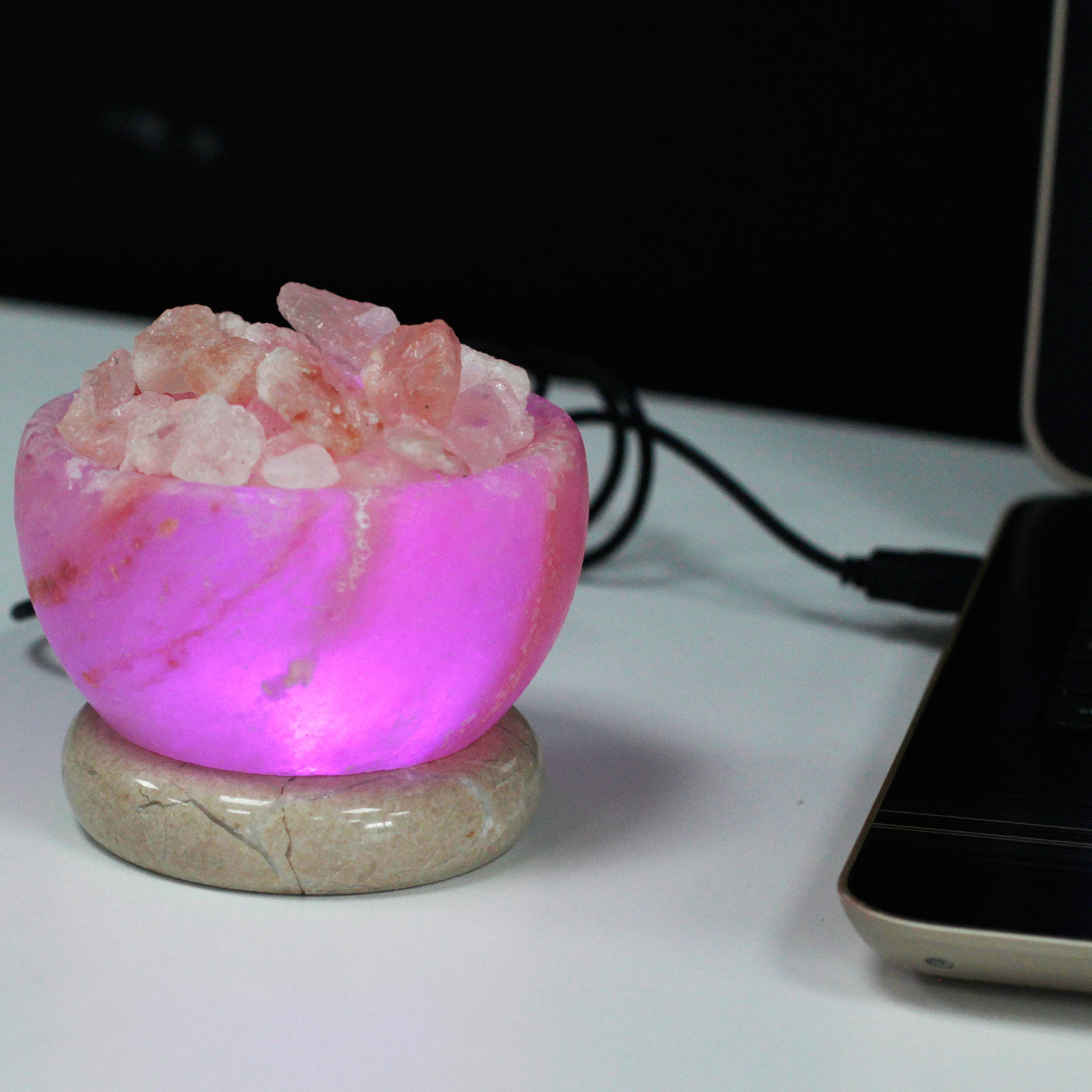 Second image of Lámpara de sal USB - Cuenco de fuego