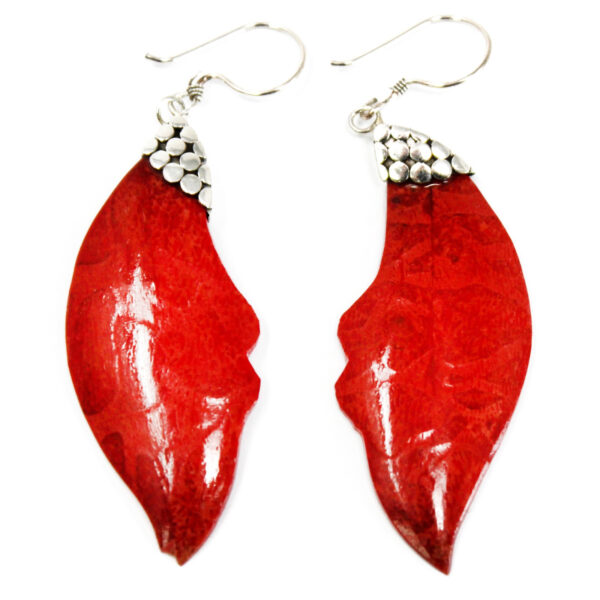 Second image of Pendientes de plata y coral - Caída de hojas