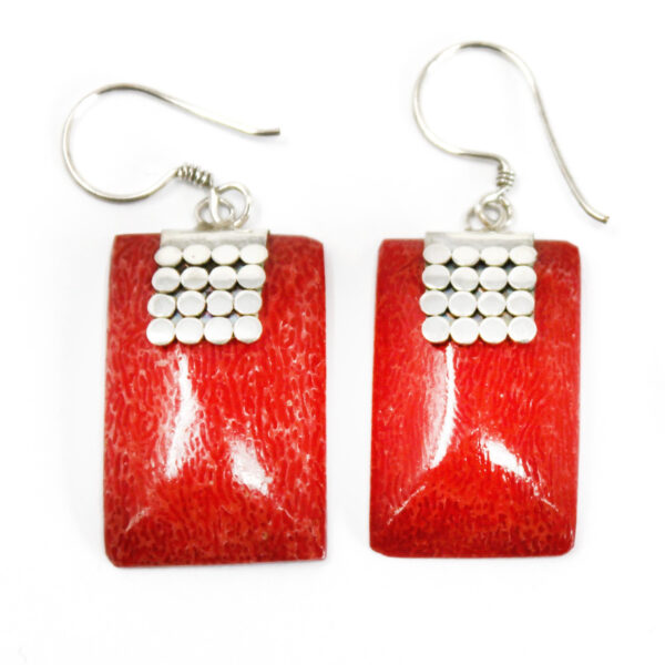 Second image of Pendientes de plata y coral - Mini Discos SQ