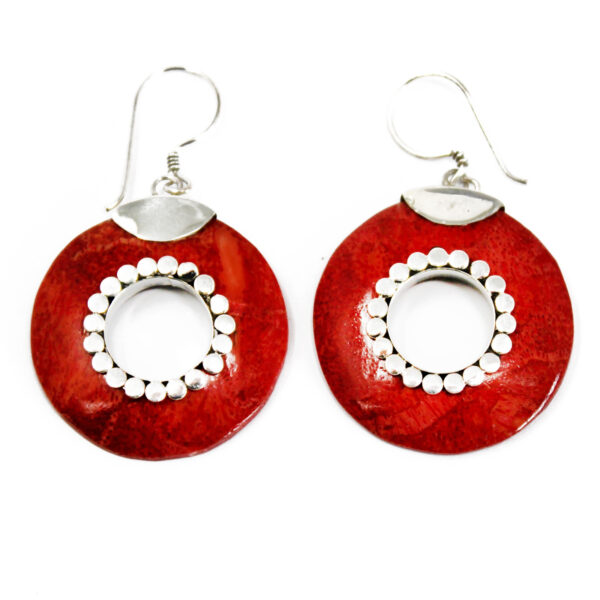 Second image of Pendientes de plata y coral - Tuercas