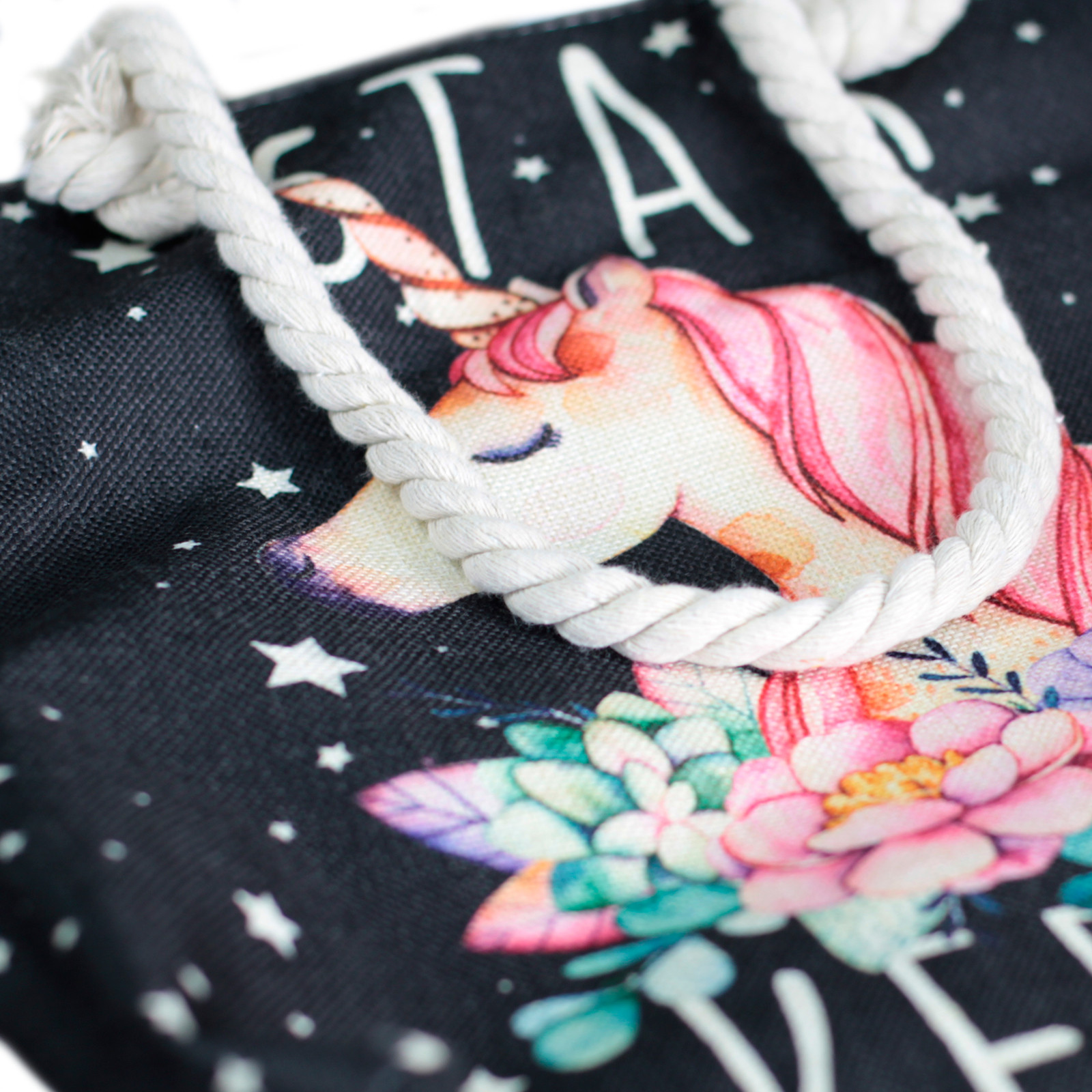 Second image of Bolso shopper con asa de cuerda - unicornio