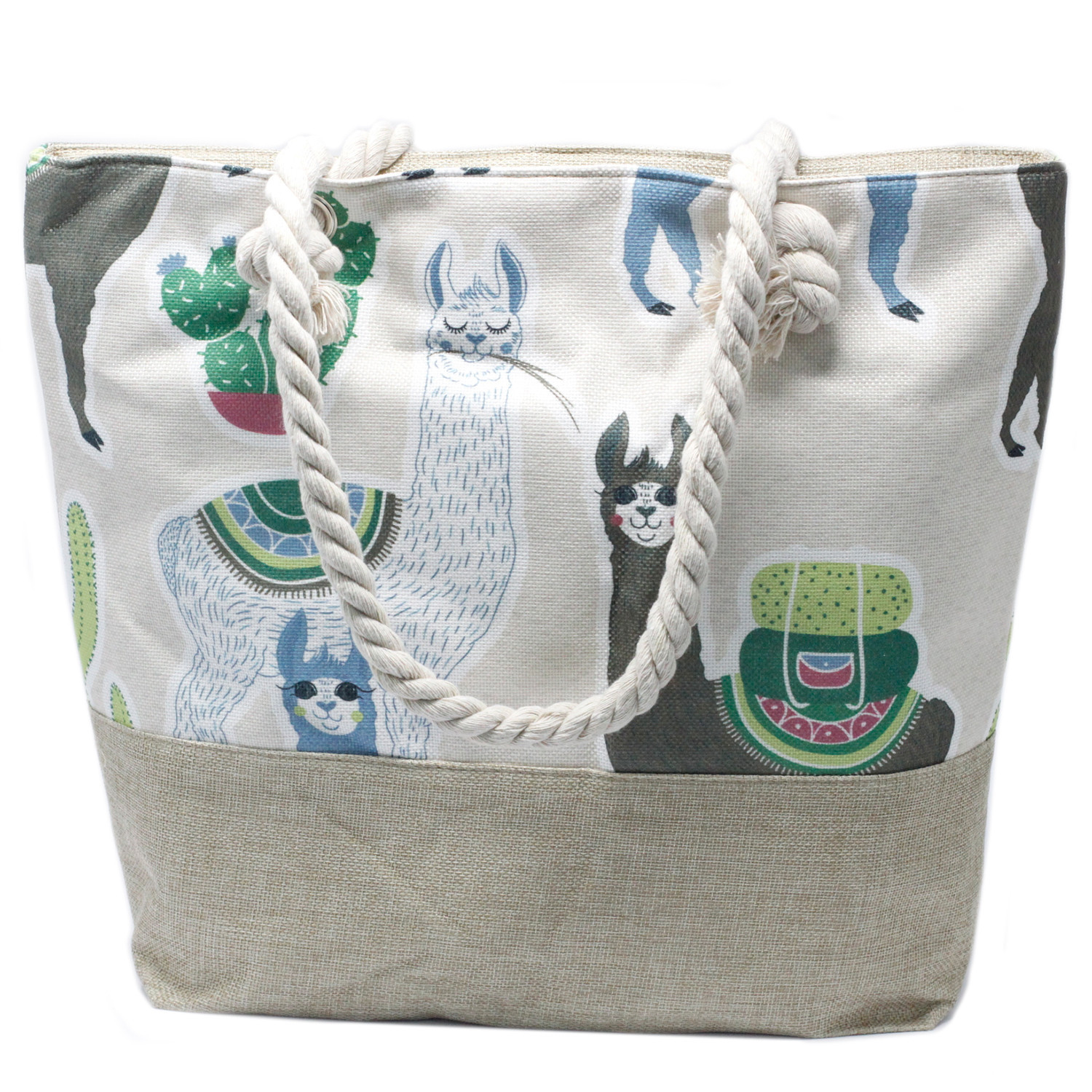 Second image of Bolso shopper con asa de cuerda - Llamas