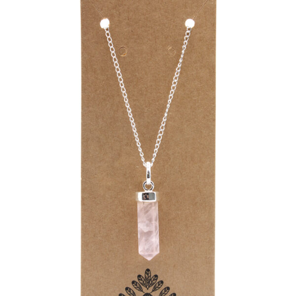 Second image of Colgante de Punto Clásico de Piedras Preciosas - Cuarzo Rosa