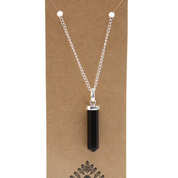 Second image of Colgante de Punto Clásico de Piedras Preciosas - Ágata Negra