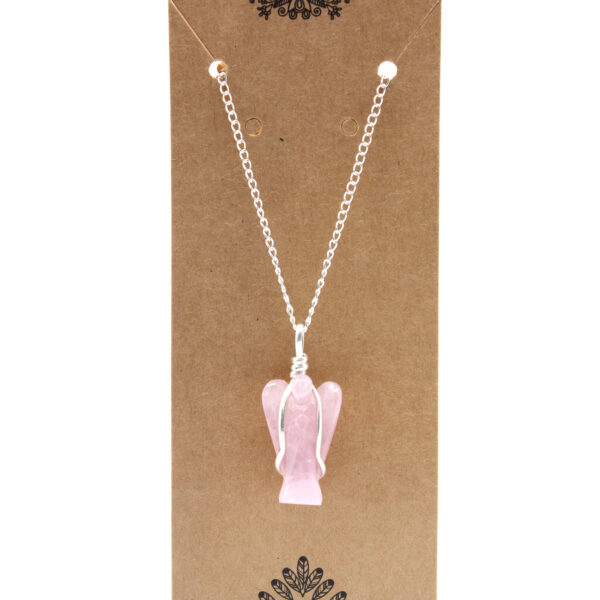 Second image of Colgante de ángel de la guarda con piedras preciosas - Cuarzo rosa