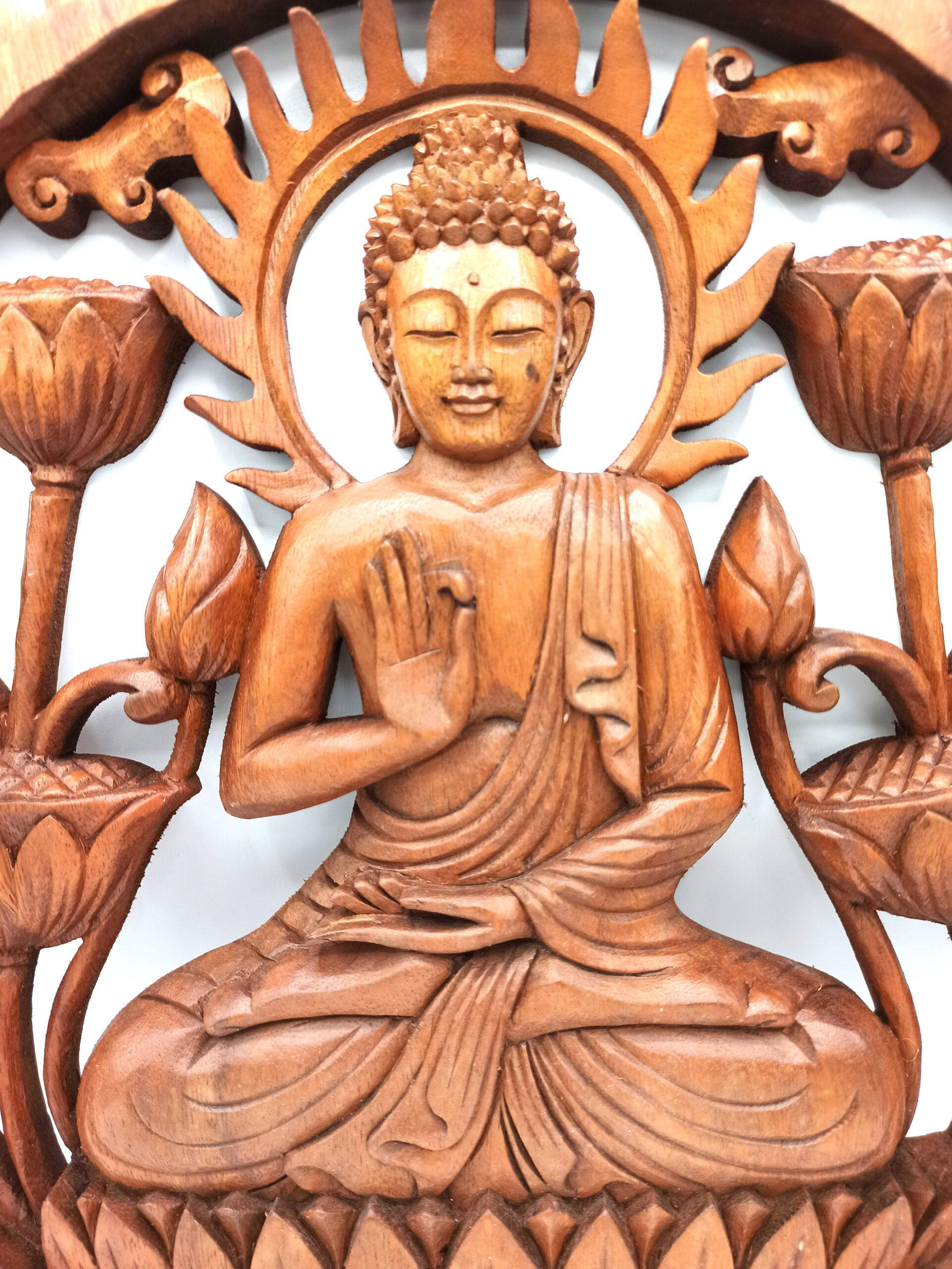 Second image of Panel de madera de Buddha y Lotus - 40cm