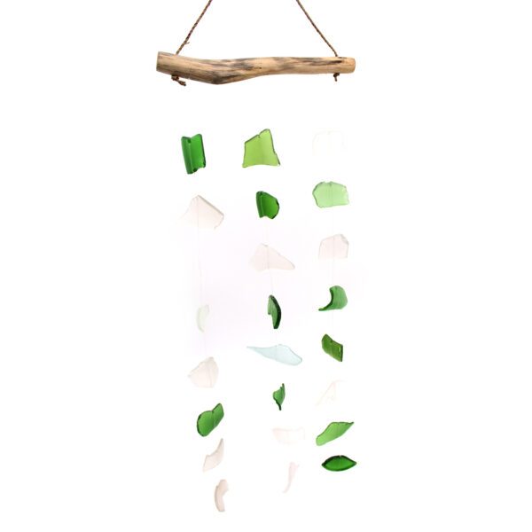 Second image of Carillón vidrio reciclado - Tres gotas verde y blanco