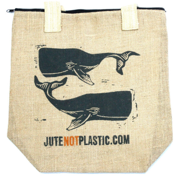 Second image of Bolso de yute ecológico - Dos ballenas (4 diseños surtidos)