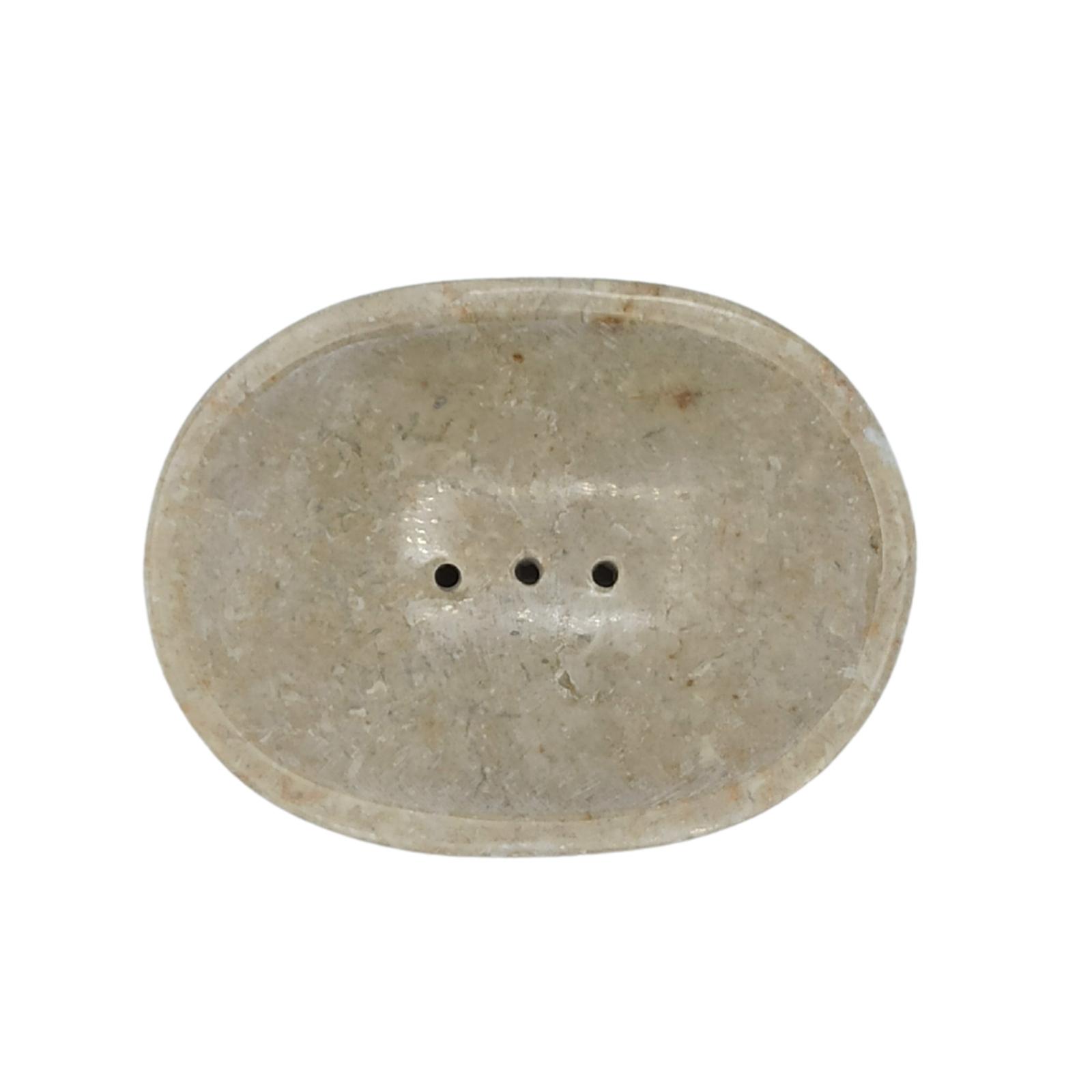 Second image of Jabonera de Mármol Crema Ovalada clásica