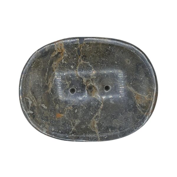 Second image of Jabonera Clásica Ovalada de Mármol gris