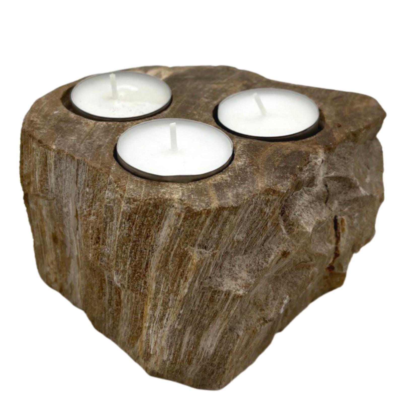 Second image of Portavelas de Madera Petrificada - Triple