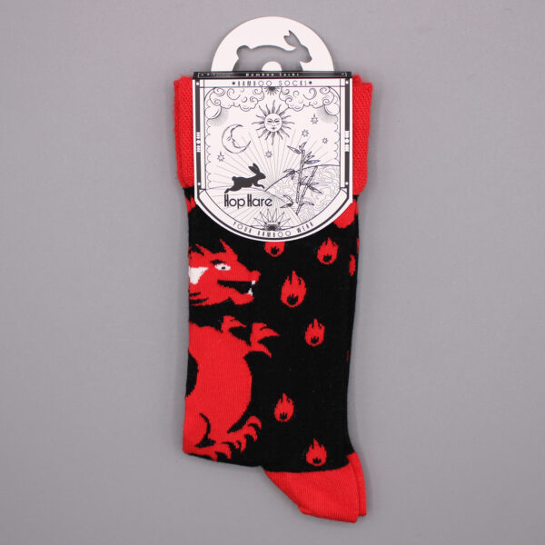 Second image of Calcetines de bambú Hop Hare (S/M) - Dragon Rojo