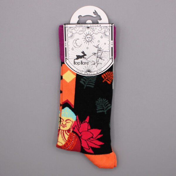 Second image of Calcetines de bambú Hop Hare (S/M) - Buda rosa y loto