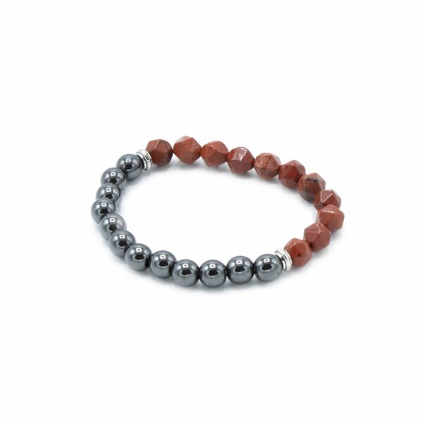 Second image of Pulsera de Piedra Preciosa Tallada - Jaspe Rojo Magnético