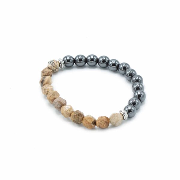 Second image of Pulsera de Piedra Preciosa Tallada - Jaspe Rayado Magnético