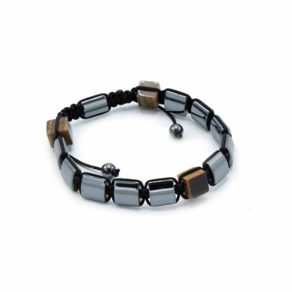 Second image of Pulsera Magnética Shamballa de Hematita -  Cuboides Ojo de Tigre