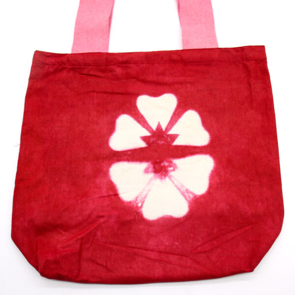 Second image of Bolsa de Algodon Natural con Diseño "Tie Dye" (220g)- 38x42x12cm - Flor Granate - Asa Rosa