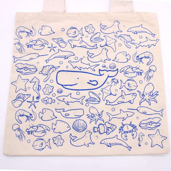 Second image of Bolsas de Algodón Grande - 38x42cm - Vida Marina - 280g
