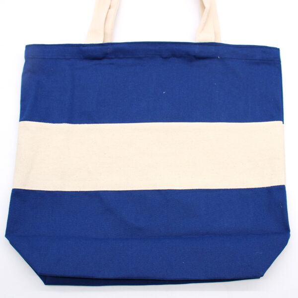 Second image of Bolsas de Algodón de Dos Tonos - 38x42x12cm - Natural y Azul - 280g