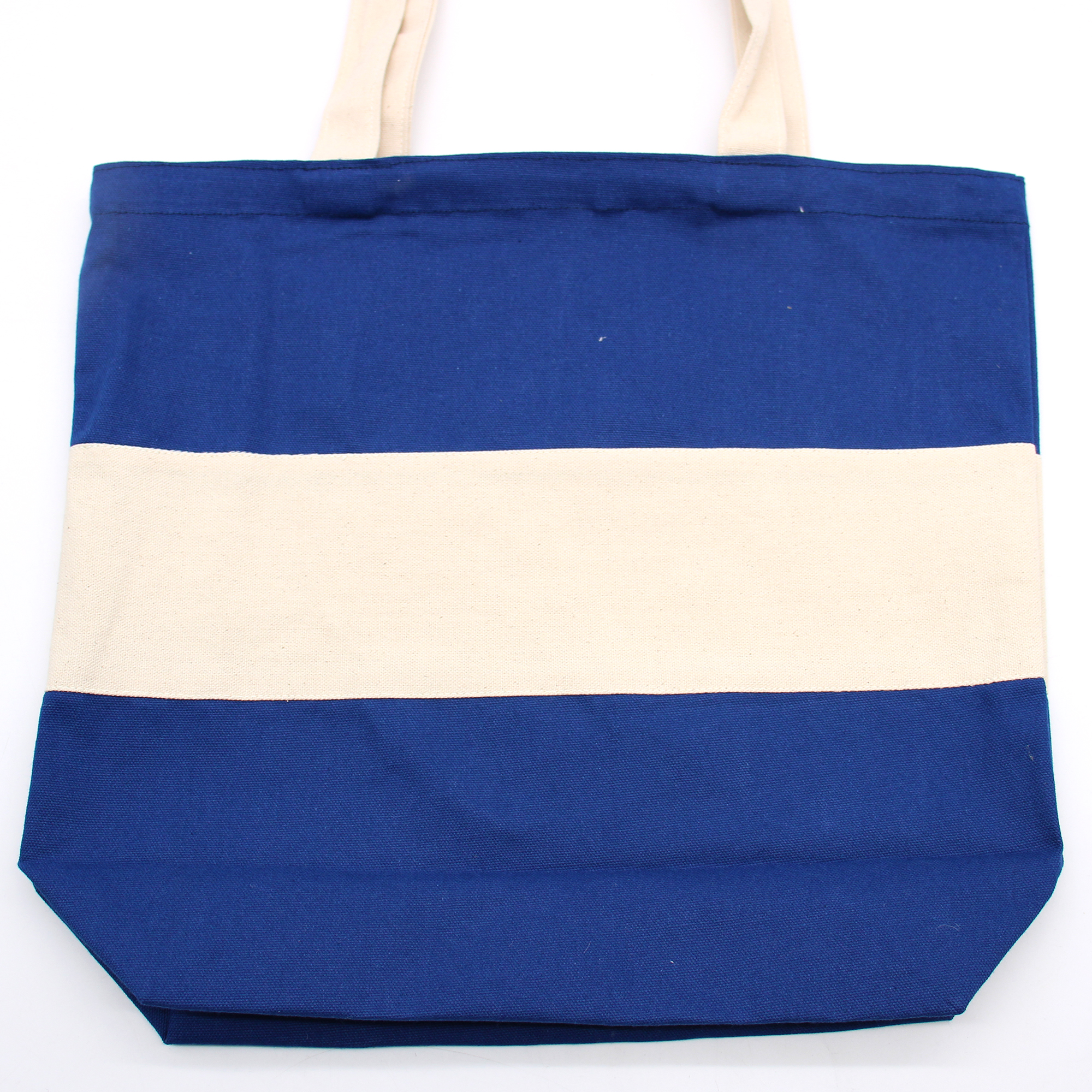 Second image of Bolsas de Algodón de Dos Tonos - 38x42x12cm - Natural y Azul - 280g