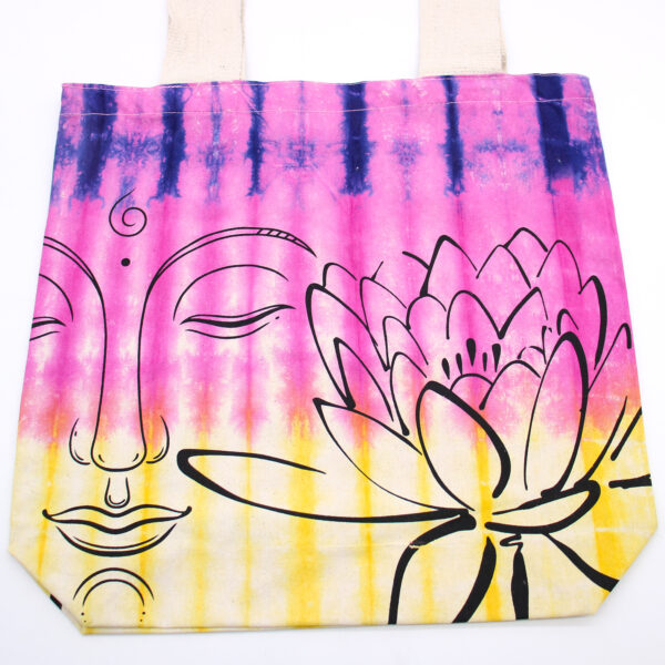 Second image of Bolsas de Algodón "Tie Dye" (170g) - 38x42x12cm - Lotus Buddha - Multi Color - Asa Natural