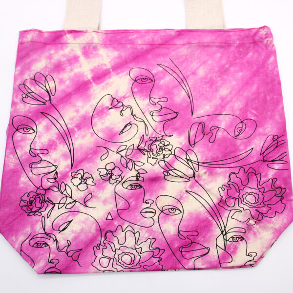 Second image of Bolsas de Algodón "Tie Dye" (170g) - 38x42x12cm - Cara Bonita - Magenta - Asa Natural