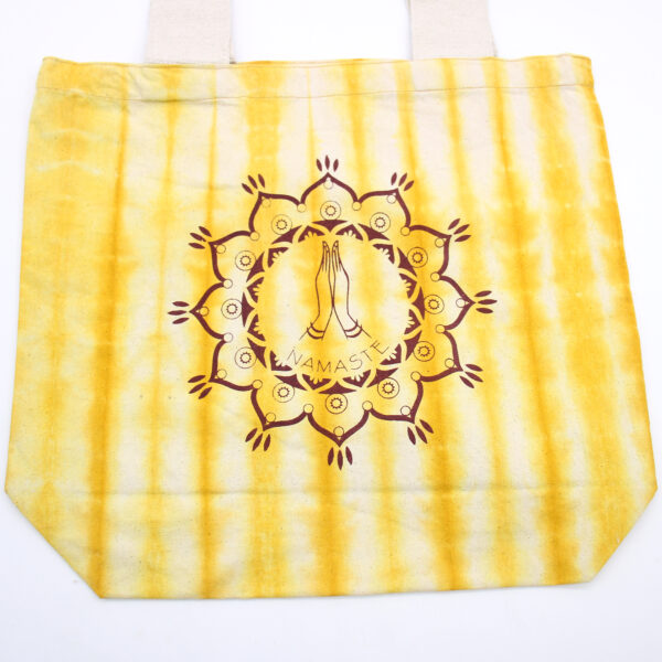 Second image of Bolsas de Algodón "Tie Dye" (170g) - 38x42x12cm -  Namaste Hands - Yellow - Asa Natural