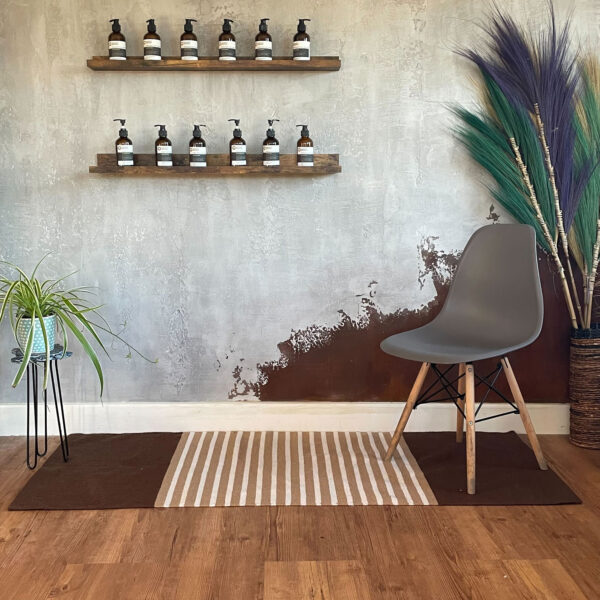 Second image of Alfombra India de Algodón - 70x170cm - Marrón Oscuro / Beige
