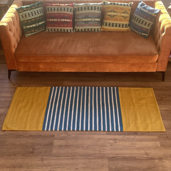 Second image of Alfombra India de Algodón - 70x170cm - Amarillo/ Azul