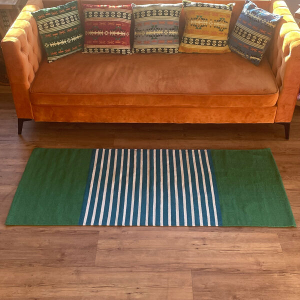 Second image of Alfombra India de Algodón - 70x170cm - Azul/ Verde